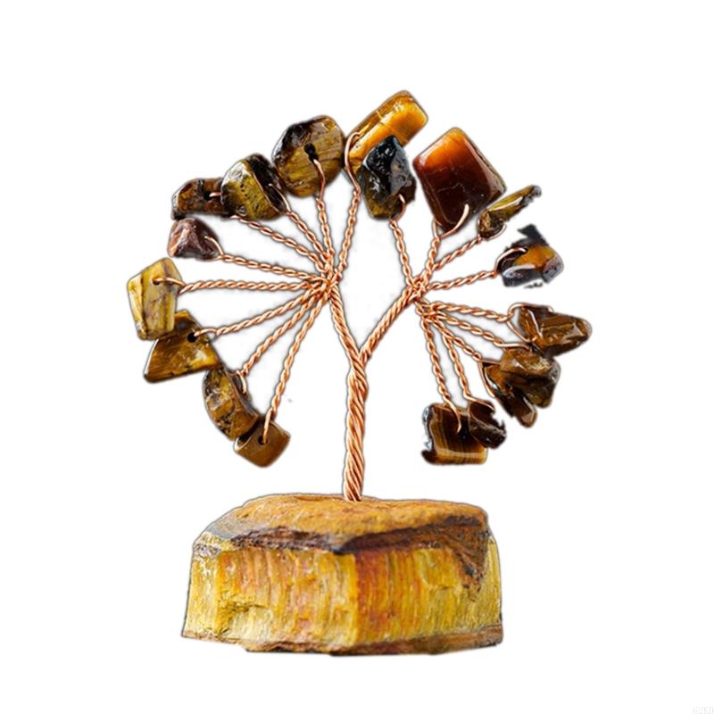 62KD Unique Crystal Sculpture Handmade Crystal Money Tree for Good Luck Wealth Health Figurine OnNatural Stone Base