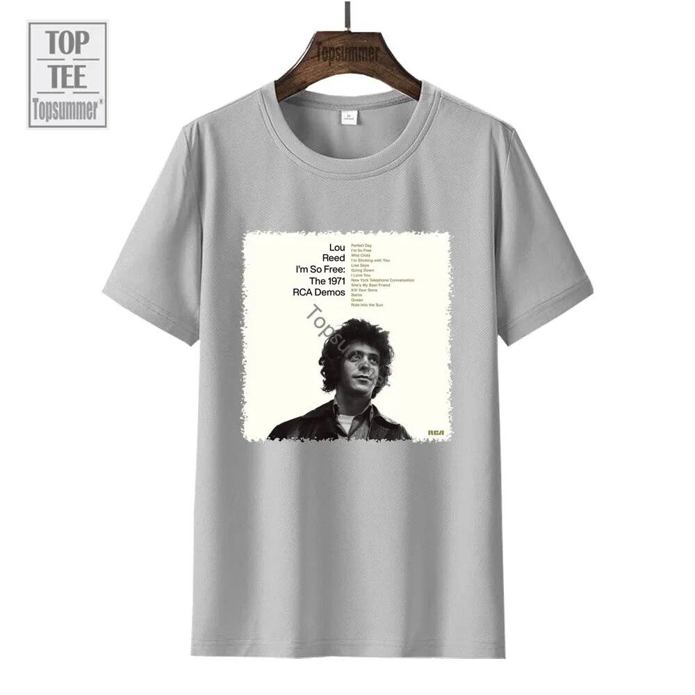 Я так свободен: Футболка с демонстрационным альбомом RCA 1971 года, футболка Lou Reed Tour, модная футболка в стиле поп для мальчиков и девочек, черные футболки