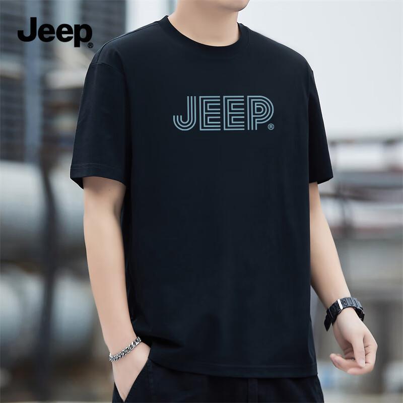 Jeep Мужская повседневная футболка с коротким рукавом из чистого хлопка