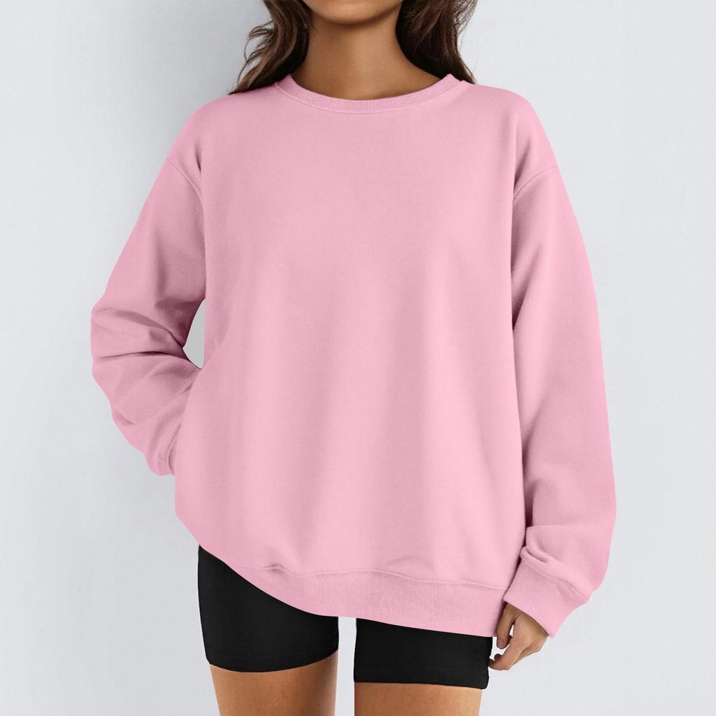 Женские зимние топы, женская толстовка с длинным рукавом, повседневная, с круглым вырезом, свободный крой, флисовые топы Pollover