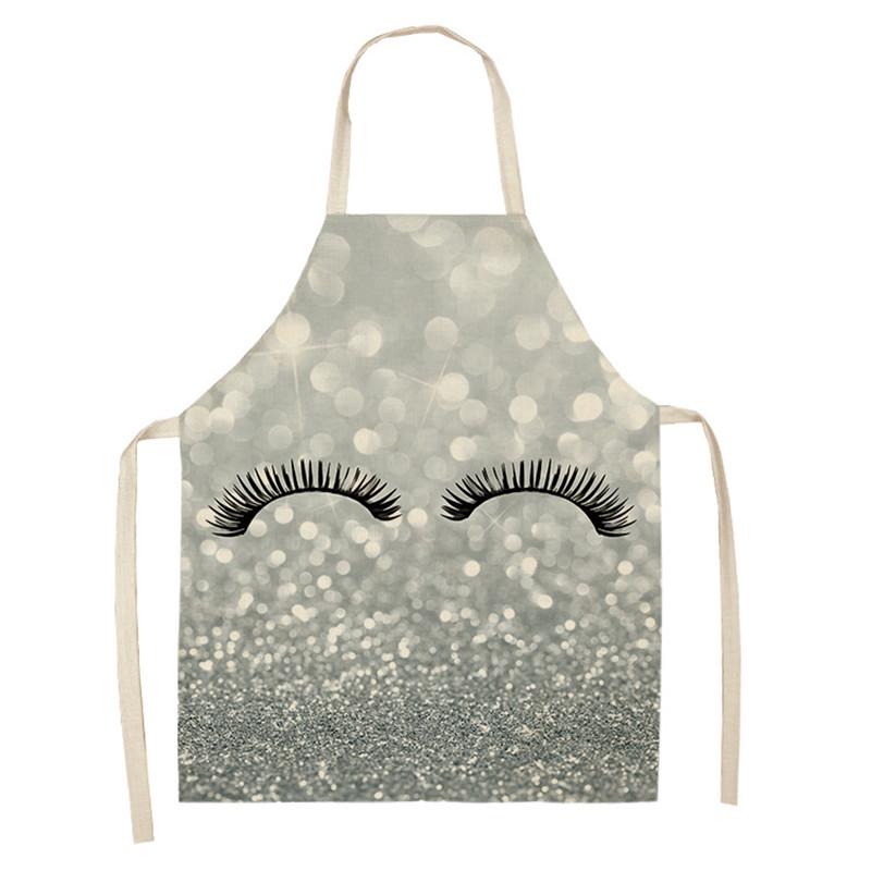 Eyebrow Style Men Women Home Tablier Enfant Cleaning Tools Apron With Pockets Eyelash Pattern Sleeveless Cotton Linen Aprons