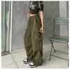 Женские длинные брюки-карго, летние, с эластичным поясом и карманами, мешковатые, прямые, свободные брюки, повседневные женские корейские брюки