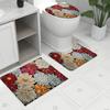 3pcs Bath Mat Set Bohemia Flower Anti-Slip Carpet Doormat Toilet Lid Toilet Seat CoverToilet Seat Mat Bath Rug Accessories