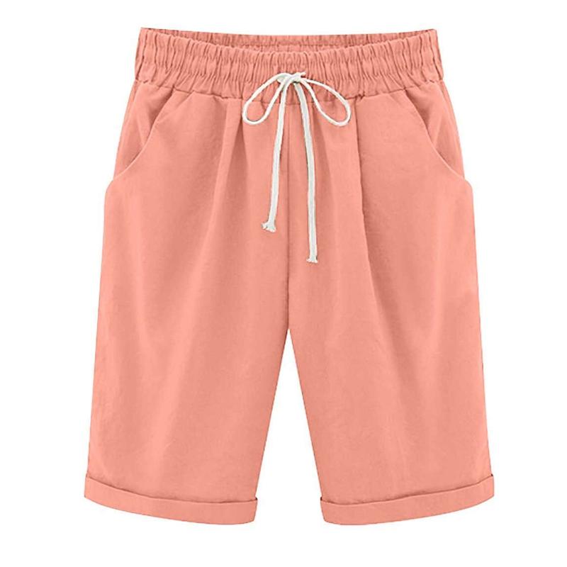 Women's Summer Casual Shorts Solid Color Drawstring Shorts