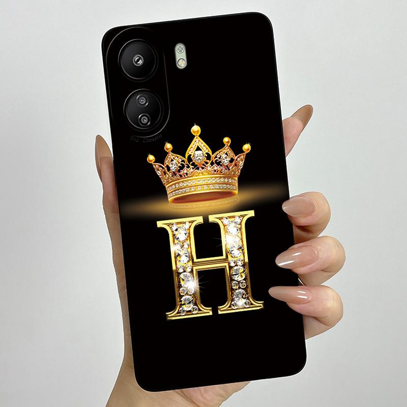 Чехол для телефона Xiaomi Redmi 13C 4G 13C Корона Начальная Буква Силиконовый Мягкий Задний Чехол Для Redmi 13C 13 C 4G Poco C65 Coque Capa
