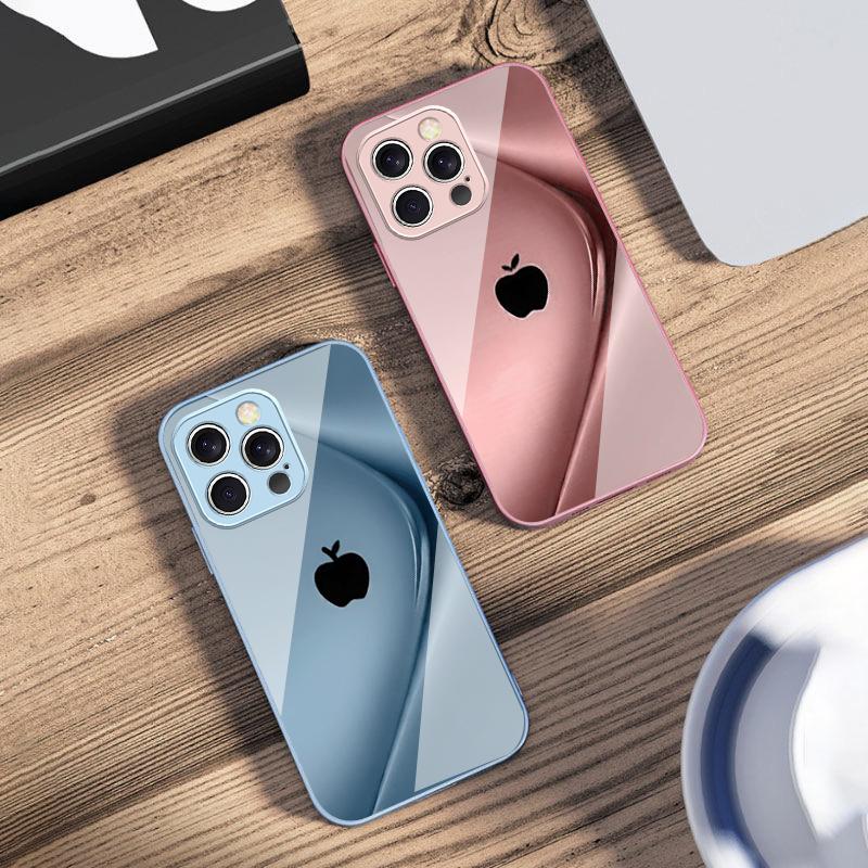 Simple Gradient Purple For iPhone 16 E 15 14 13 Plus 12 mini 11 Pro Max XR Xs Max 16E X 7 8 6 6S 22 Tempered Glass Phone Case