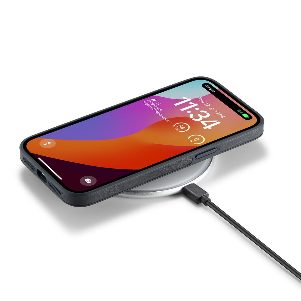 DG.MING For iPhone 16 Pro Max Case Anti-Drop Leather Coated PC+TPU Phone Back Cover