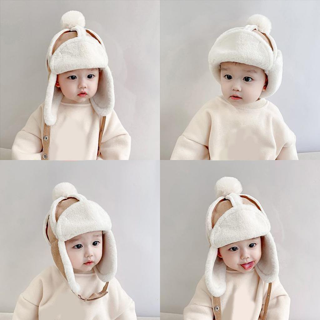 Thicken Warm Winter Hat for Children Earmuff Pilot Hat Plush Bomber Hat Outdoor Activity Trapper Hat for Cold Weather