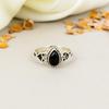 925 Sterling Silver Black Onyx Gemstone Pear Shape Ring For Women