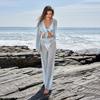 New Beach Women's Striped Knitted Beach Bikini Swimsuit Hoodie Dress