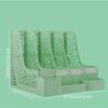 Thickened Four-Section File Holder Desktop File Organizer Box with Pen Cup, Made of PP Material, for Office Supplies