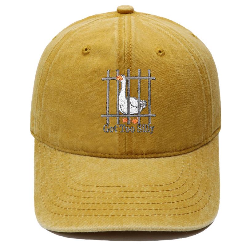 Got Too Silly Big White Goose Embroidered Baseball Cap Washed Retro Men's and Women's Casual Shade Cap