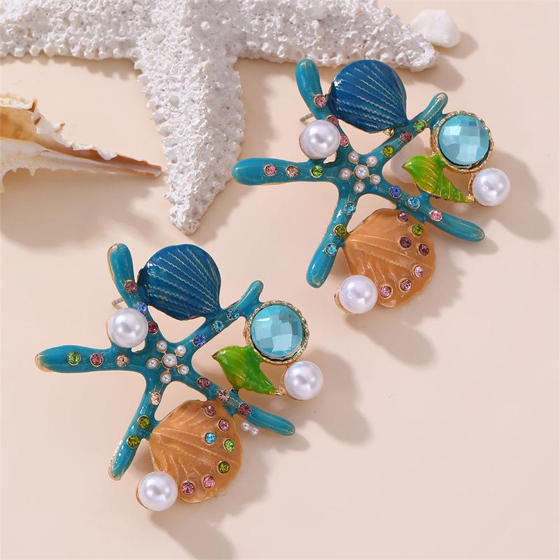 Женские серьги-гвоздики с ракушками и жемчугом, легкие, роскошные, ретро, модные украшения, красочные серьги, летние подарки для вечеринок 2024 года