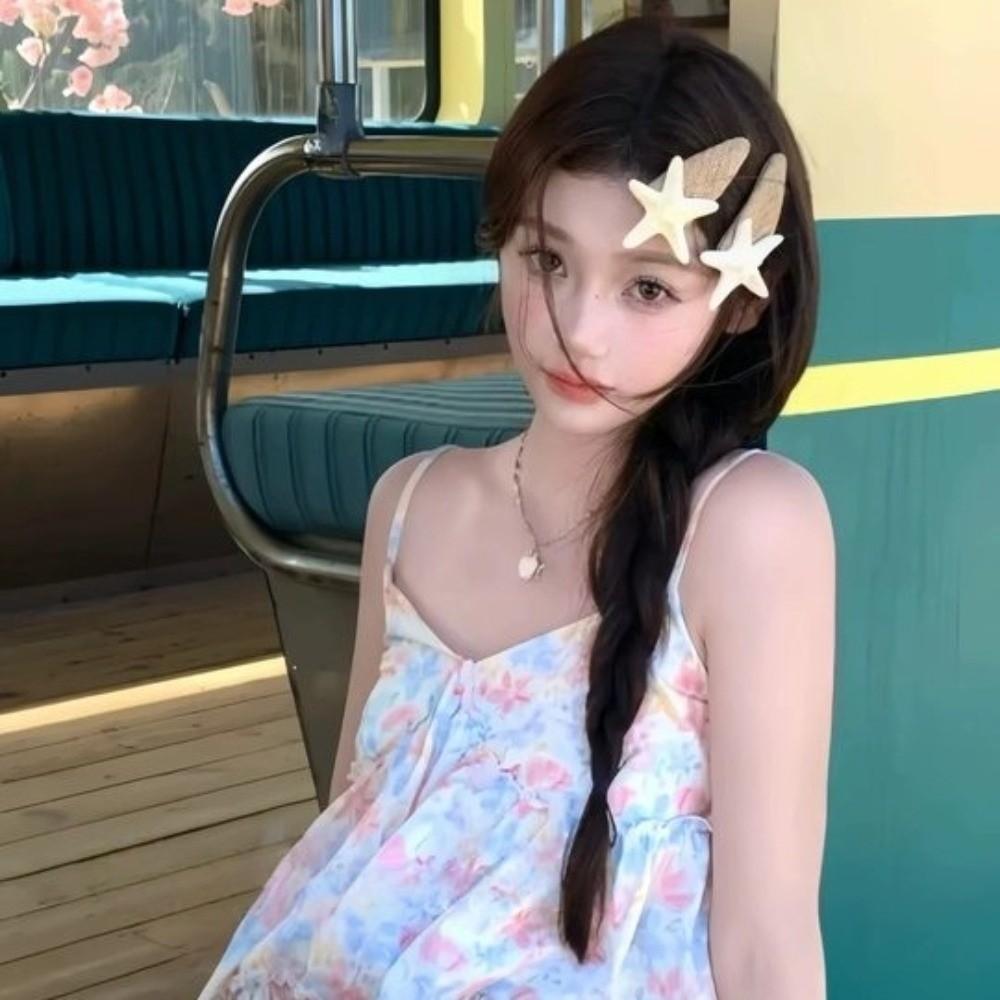 Korean Style Starfish Hair Clip Summer Weaving Style Barrette Straw Hat Hairpin  Hair Accessories