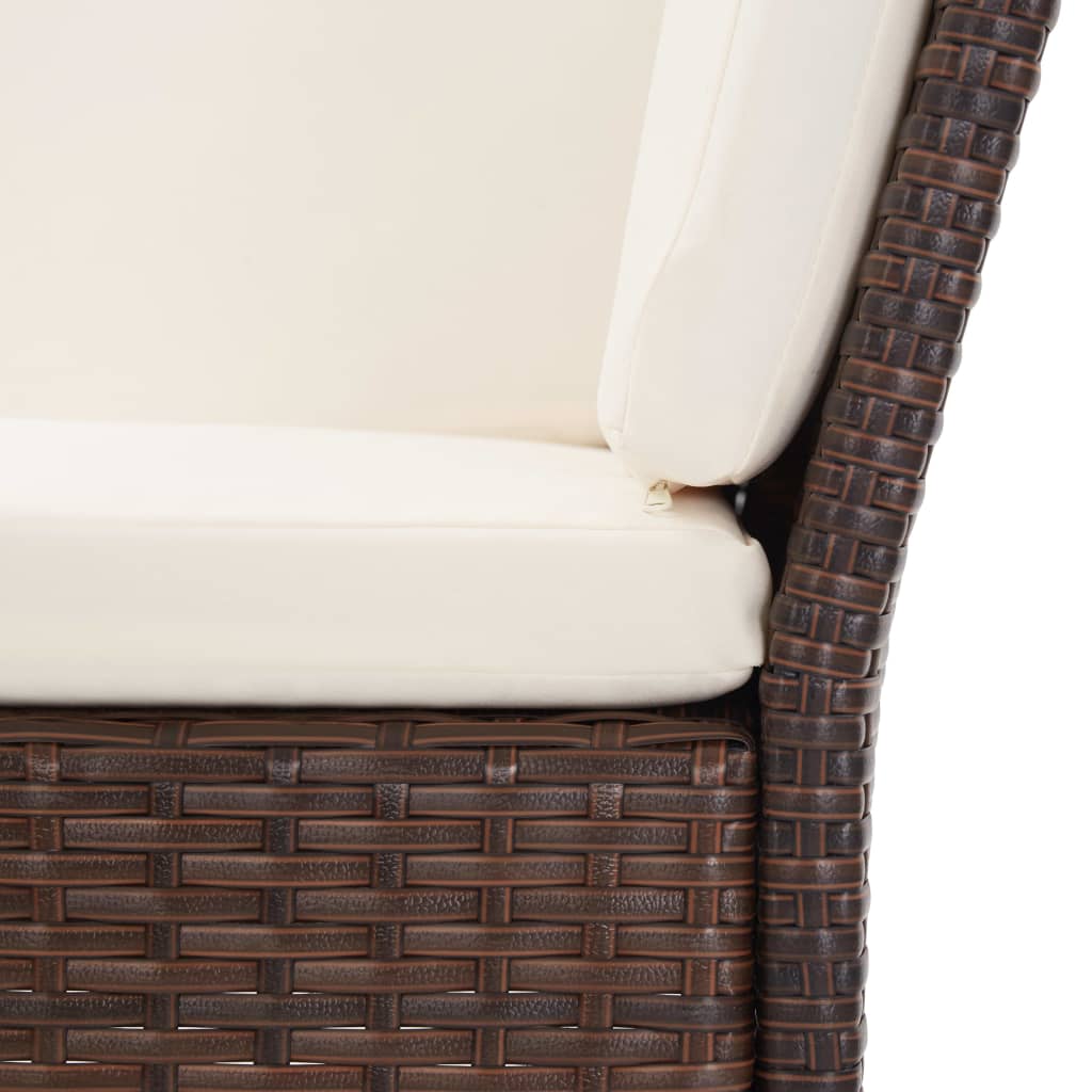 8 Piece Garden Lounge Set with Cushions Brown Poly Rattan