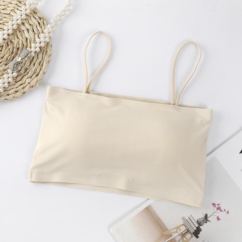 Seamless Ice Silk Camisole with Chest Pads - Women's Beautiful Back Sports Bra