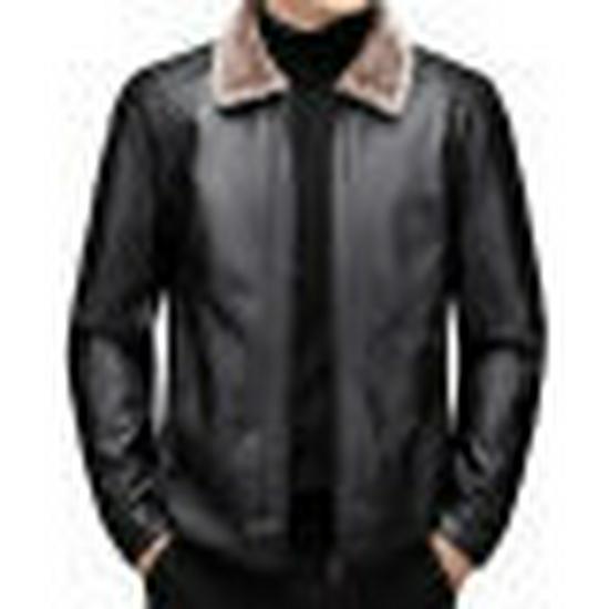 Мужская куртка из искусственной кожи с бархатной подкладкой 2024 года: Осенне-зимний деловой повседневный стиль, квадратный воротник.