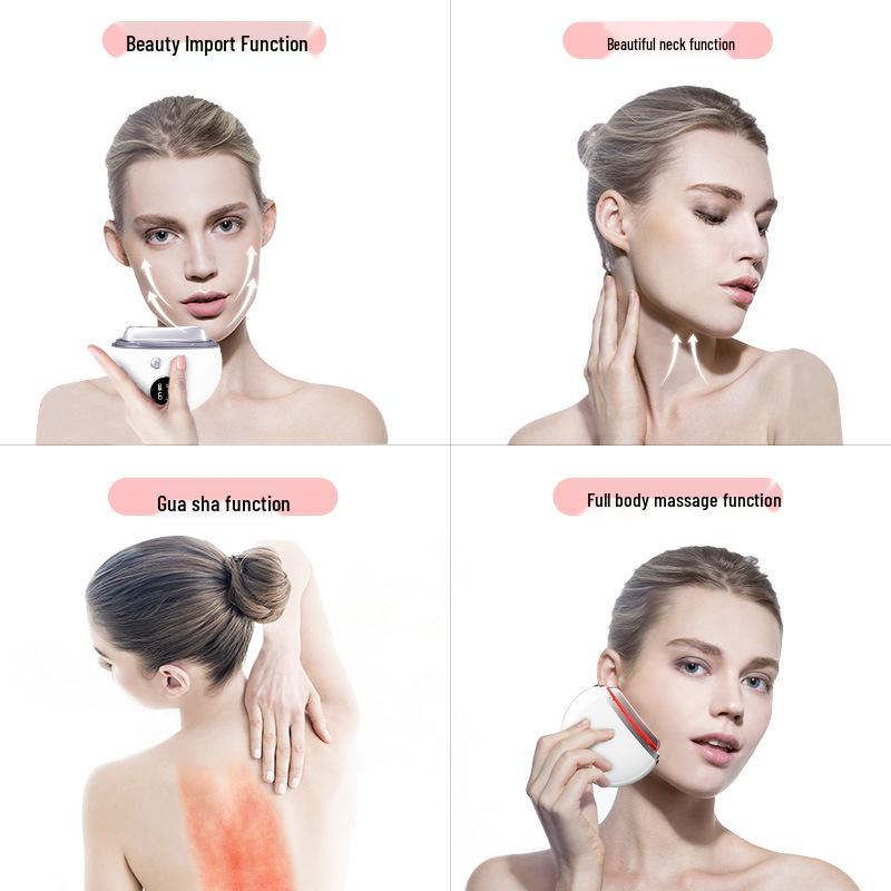 Multifunctional Beauty Instrument: Red/Blue Light Facial & Neck Massager with Gua Sha