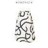 MONOVICH Heart Print High-Waist Pleated Skirt Pants