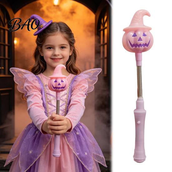 Spooky Theme Party Decorations Halloween Lighted Sticks, Glowing Pumpkin Lantern, Handheld Shaking Light Tabletop Atmosphere with Witch Hat, LED Prop