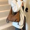 Women's Leopard Shoulder Bag with Large Capacity Zipper Casual Refined Backpack Hot Selling Fashion Bag