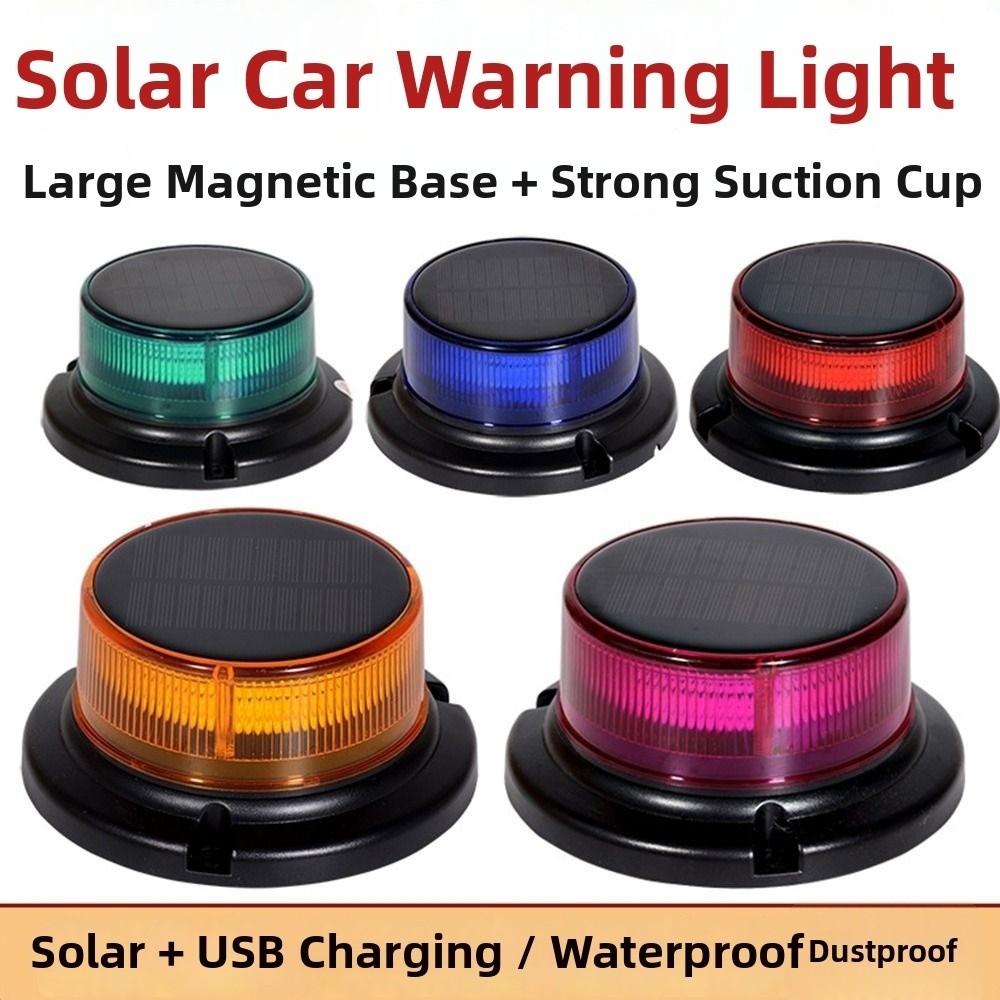 Solar Powered Night Warning Light Magnetic Base Warning Strobe Light Solar Beacon Light Car Roof