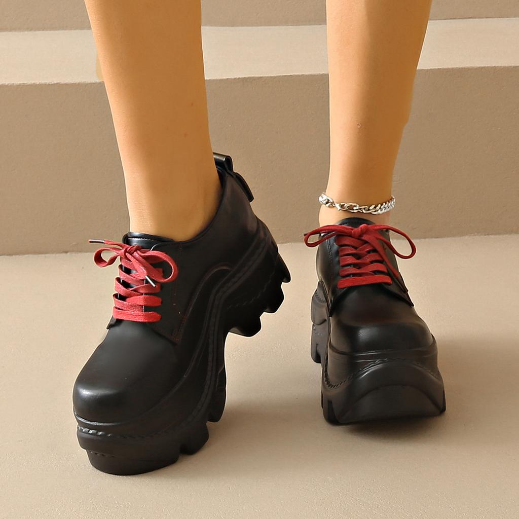 Модные туфли на толстой подошве с круглым носком, ремешком спереди, однотонные, женские, повседневные, одинарные, модные, универсальные лоферы, туфли на высоком каблуке