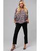 Azura Exchange Блузка большого размера с разноцветным леопардовым принтом и V-образным вырезом