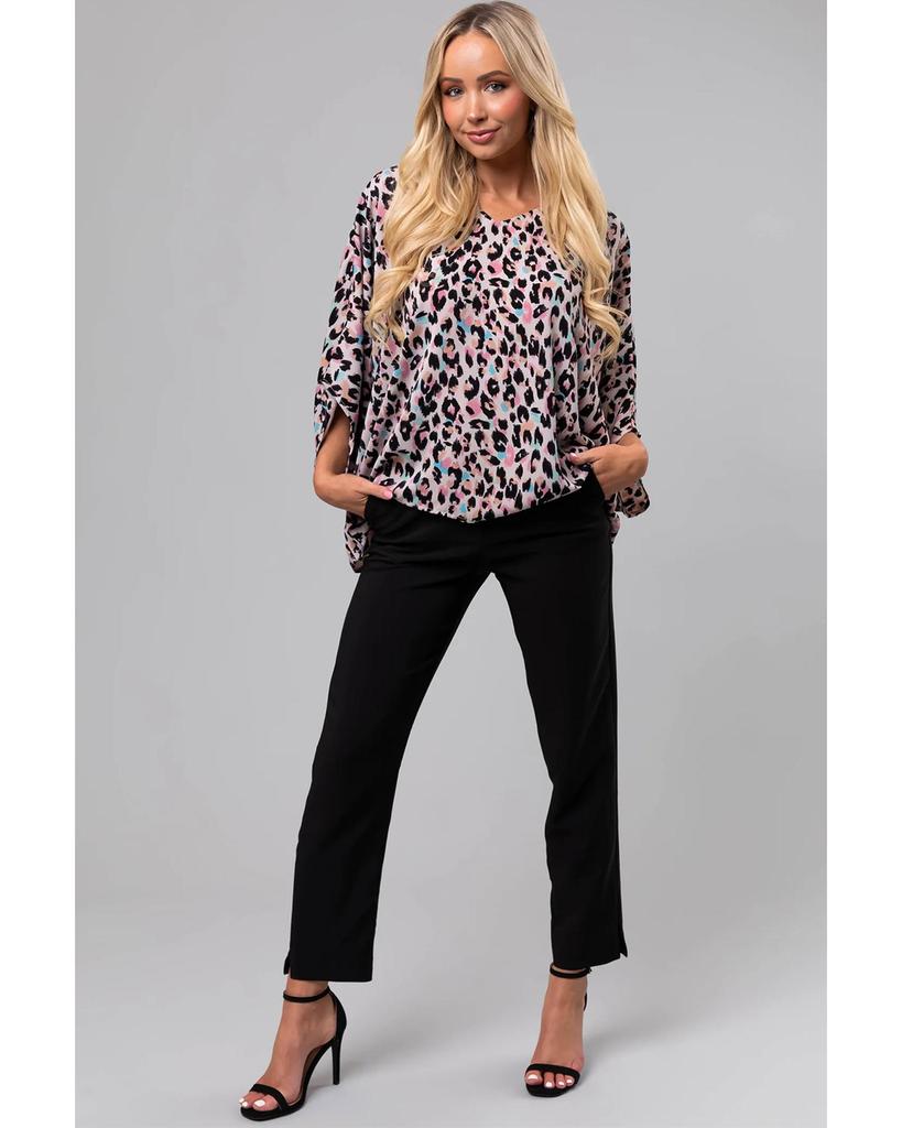 Azura Exchange Блузка большого размера с разноцветным леопардовым принтом и V-образным вырезом
