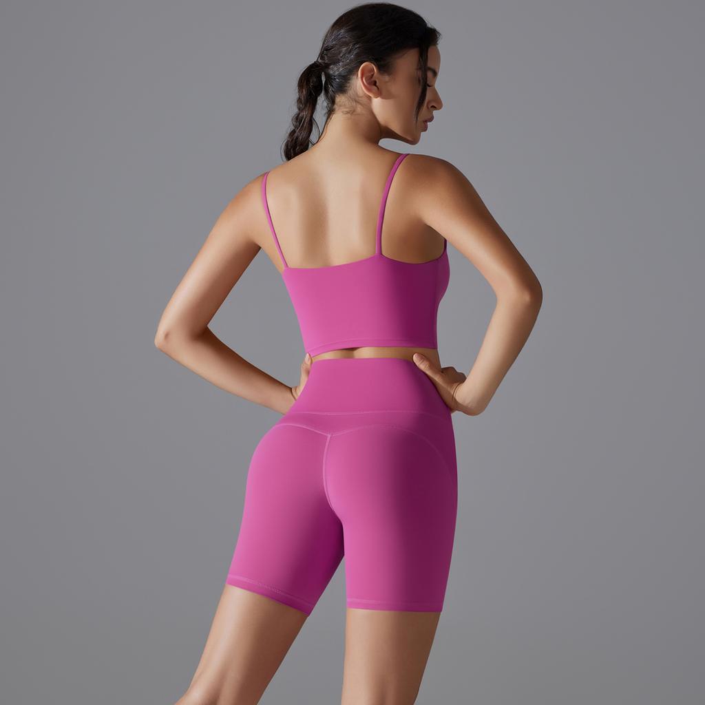 Auroth Женский спортивный комплект для йоги без рукавов Тренировочные костюмы для спортзала Бюстгальтер с открытой спиной Шорты Push Up Спортивная одежда для фитнеса
