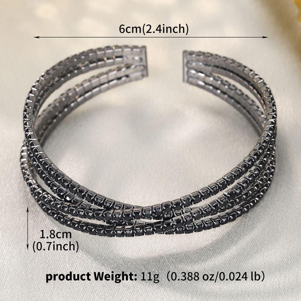 Silver Color Rhinestone Bangle Bracelet Full Rhinestone Sparkling Bangle Bracelet  Bridal Use