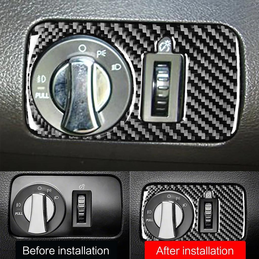 Углеродное волокно, крышка переключателя фар автомобиля, наклейка, накладка для Ford Mustang 2005 2006 2007 2008 2009, внутренняя наклейка