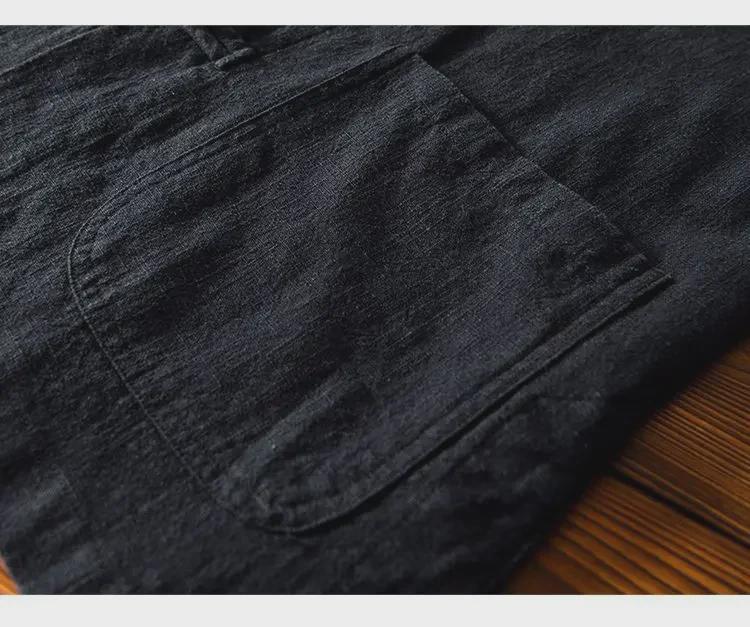 Мужская хлопчатобумажно-льняная рубашка в китайском стиле с пуговицами: Повседневный костюм Тан, свободный древний стиль Ханьфу, большой размер, топ среднего возраста