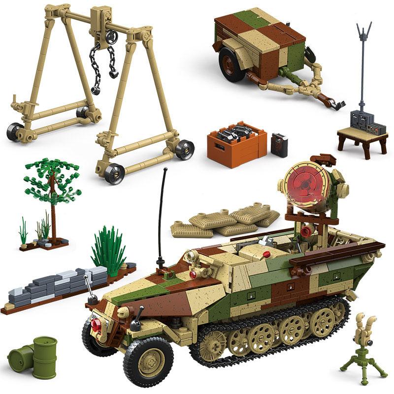 Military War World 2 MOC 1267pcs Sd.Kfz.251/20 Armor Halftrack Set Building Blocks WW2 Soldier Figures Bricks Toys For Boys Gift