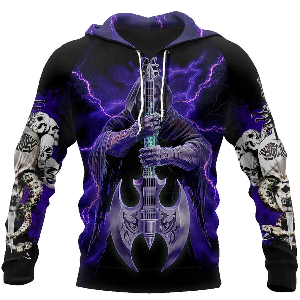Mans Skull Printing Hoodies Autumn Fashion New Retro Hip Hop Style Hooded Sweatshirts Street Trend Leisure Comfortable Pullover