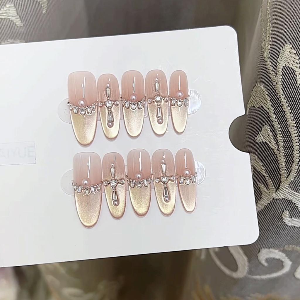 Чисто ручная работа Фототерапия Носимая броня Золотая пудра Шицзя Готовое изделие Многоразовые патчи для нейл-арта