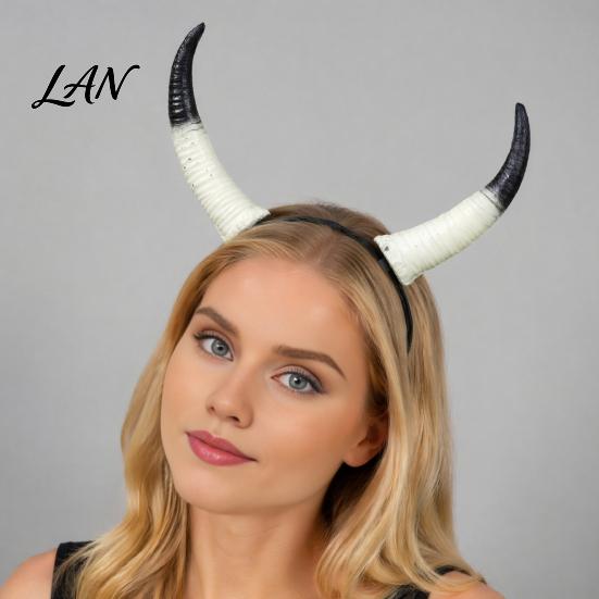 Snap-on Horn Accessories Halloween Ram Headband, Detachable Devil Headpiece for DIY Headband Kit Carnival Party, Festival Cosplay Hair Accessory,