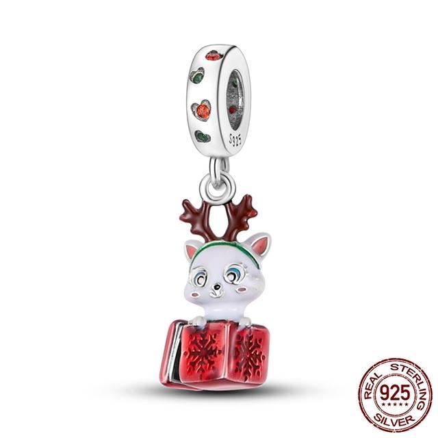 Синий розовый кулон из бисера Подвески подходят для браслета из стерлингового серебра 925 пробы для женщин с маркировкой ювелирных изделий 