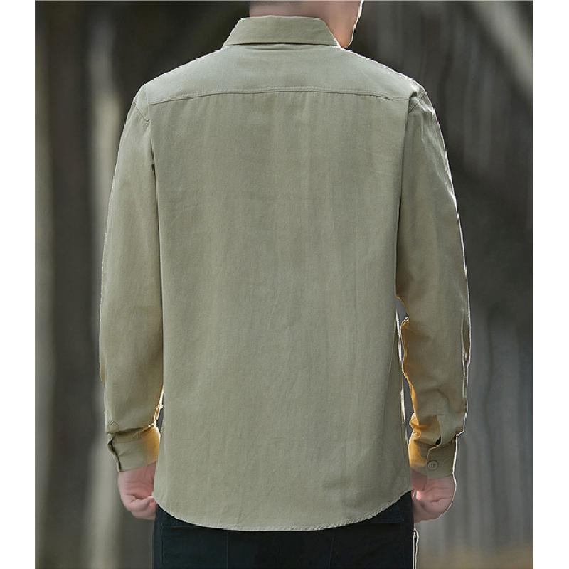 Men's pure cotton shirt, 2026 autumn new style, workwear long-sleeve casual Hong Kong style loose shirt jacket, versatile top