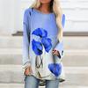 Футболки с длинными рукавами и цветочным 3D принтом, винтажные женские повседневные модные футболки с цветочным принтом, уличная одежда больших размеров, женские футболки, топы, одежда