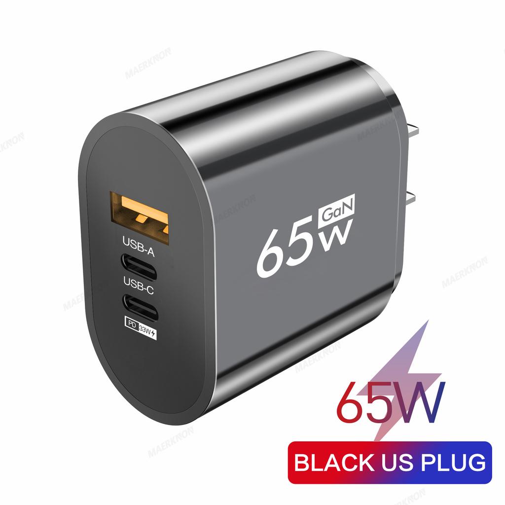 GaN USB Type C Charger 65W PD Fast Charge Adapter Mobile Phone Quick Charger For iPhone Samsung Xiaomi Wall Charger Plug