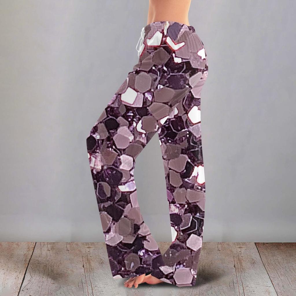 Женские милые брюки с цветочным принтом на завязках, повседневные пижамные брюки