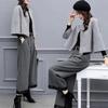 Двухпредметный комплект: непромокаемые штаны, короткое шерстяное пальто, брюки с широкими штанинами. Повседневный модный комплект для женщин. Женский. Осень-Зима