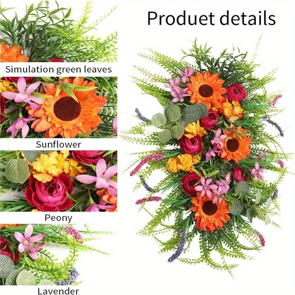 45 см искусственный осенний венок в виде капли урожая, осенний венок из подсолнухов, подвесные украшения для дверей, осенняя капля для Дня благодарения, декор осеннего фестиваля