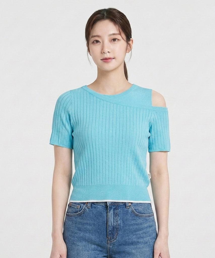 ECOLEDEPARIS Shoulder Cutout Short Sleeve Knit_Rb35Kkcm37Z