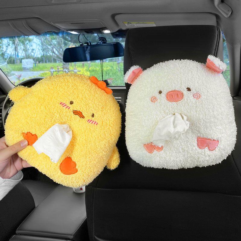 Plush Car Tissue Box Cartoon Cute Creative Car Pendant Car Interior Tissue Box Sun Visor Toilet Paper Box