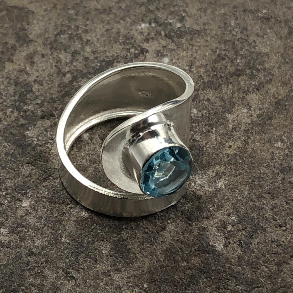 Небесно-голубой топаз драгоценный камень 925 стерлинговое серебро ювелирные изделия ручной работы кольцо подарок для жены RR-2-3
