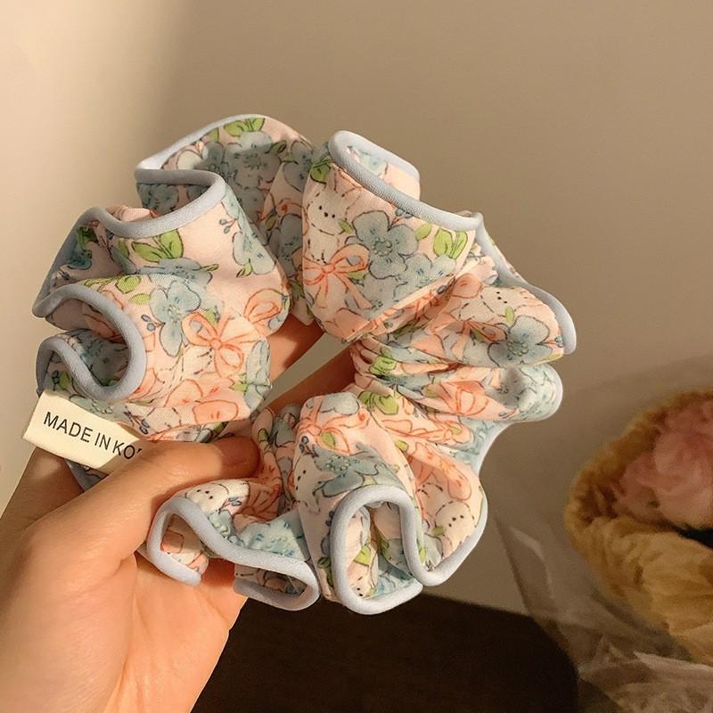 Korean New Cute Sweet Elastic Hair Bands Women Floral Print Hair Rope Barrettes Headwear Girls Hair Accessories