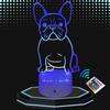 Lampe De Chevet - 3d Led - Bouledogue Français - Veilleuse Tactile - 16 Couleurs - Décoration Intérieure