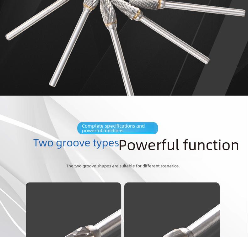 Аксессуар для шлифовальной машины с вращающимся напильником из карбида вольфрама - головка фрезы с одним и двумя зернами